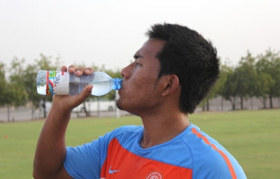 Captain Jeje Lalpekhlua has a break during a practice session.