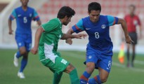 Lalrindika Ralte makes run against Turkmenistan.