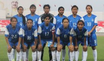 The Indian Women's Senior National Team pose for a Team Photograph prior to kickoff.