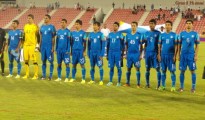 The Indian U-19 National Team during the National Anthem.