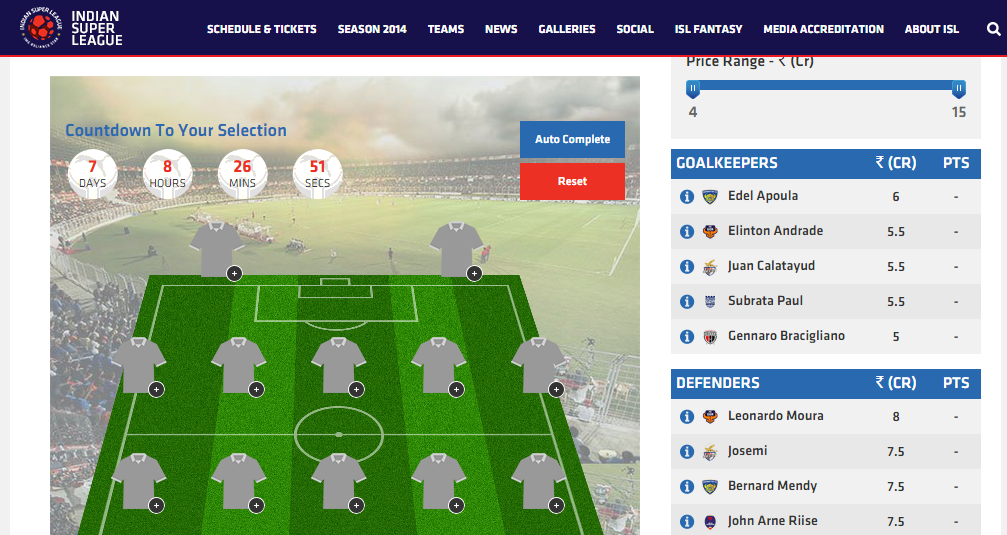 ISL Fantasy League 2015