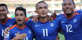 Sunil Chhetri Celebrates Goal against Maldives