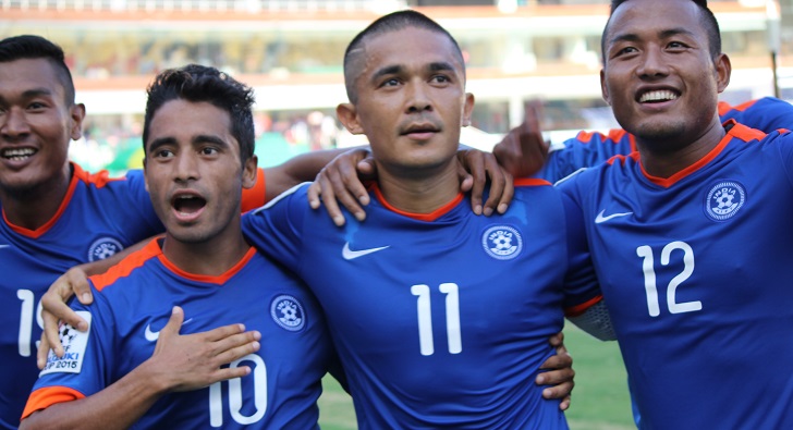 Sunil Chhetri Celebrates Goal against Maldives