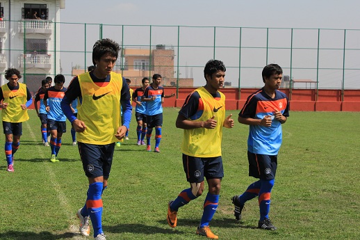 Indian Football Players during a training session