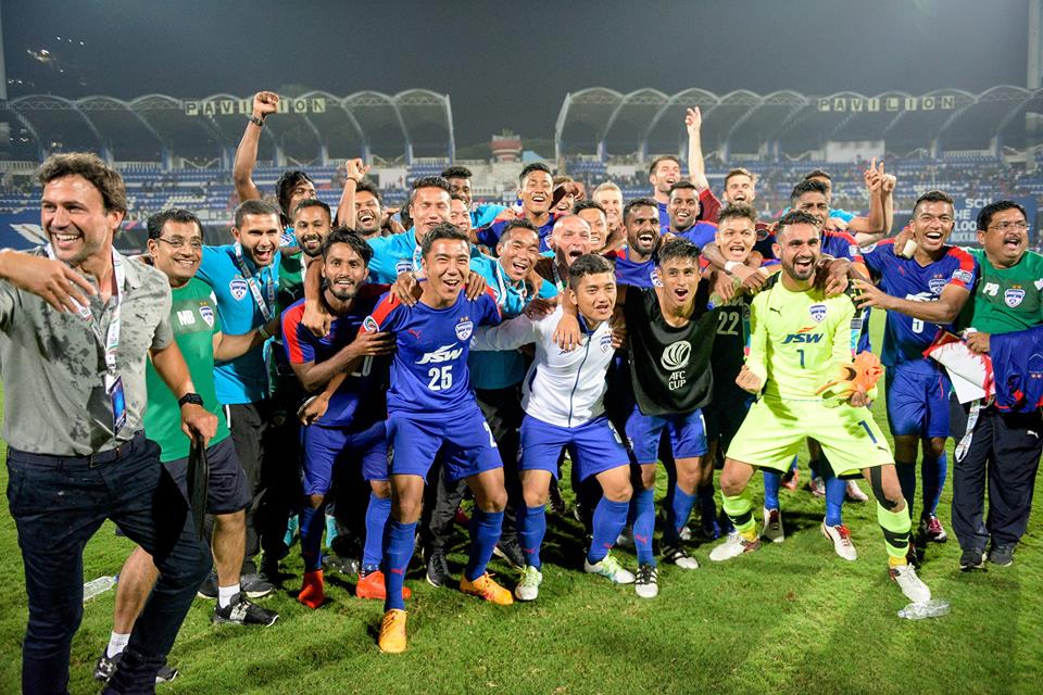 Bengaluru FC celebrate after qualifying for the AFC cup final